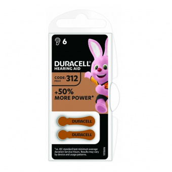 Батарейка ZA312 для слуховых аппаратов Duracell 312 (№6)