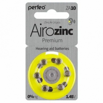 Батарейка ZA10 для слуховых аппаратов Perfeo  Airozinc10 (№6)